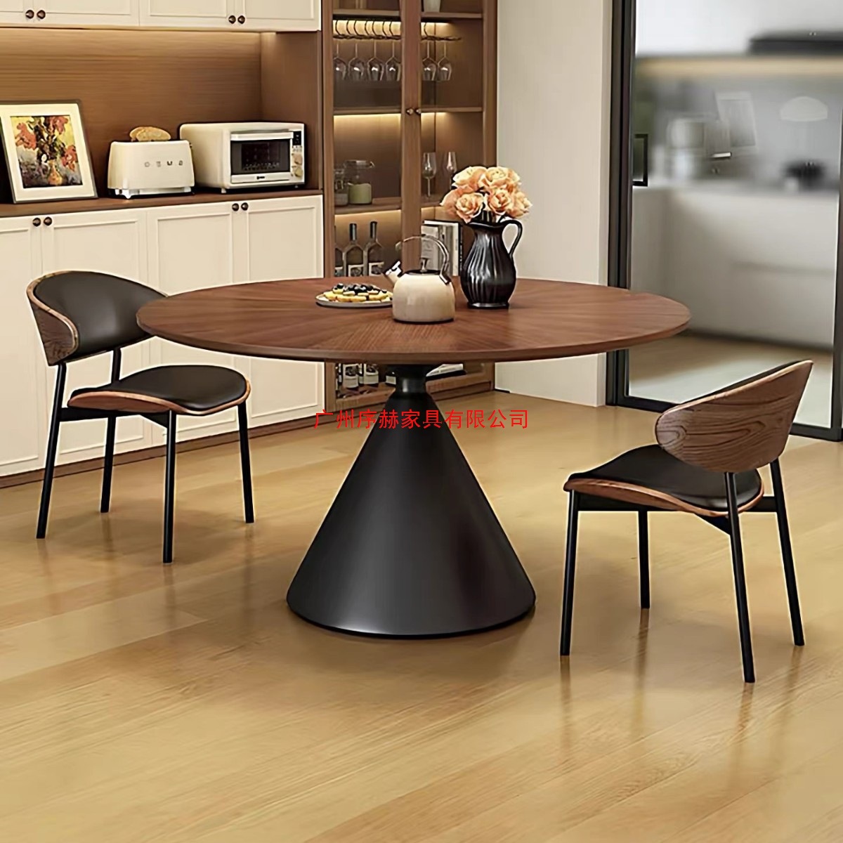 Medieval Style Solid Wood Round Dining Table for Home Small Apartment Round Table French Retro Simple Table Dining Table and Chairs Set