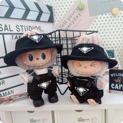 一二代labubu娃衣17cm拉布布坐坐派对LABUBU衣服配饰倒三角背带裤