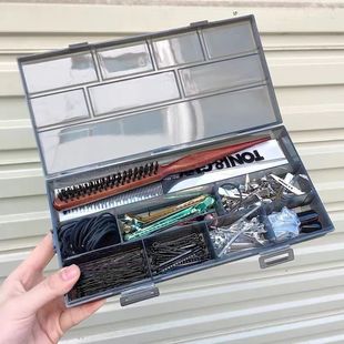 Makeup storage box makeup artist cosmetic hairpin hair clip transparent plastic box head rope rubber band clip card