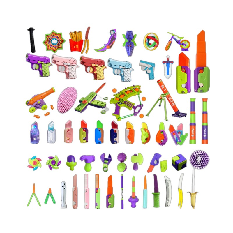 Serie de rábanos de juguete cuchillo de zanahoria celebridades de Internet estilo explosivo descompresión juguete de rábano juego completo serie de cuchillos de zanahoria al por mayor