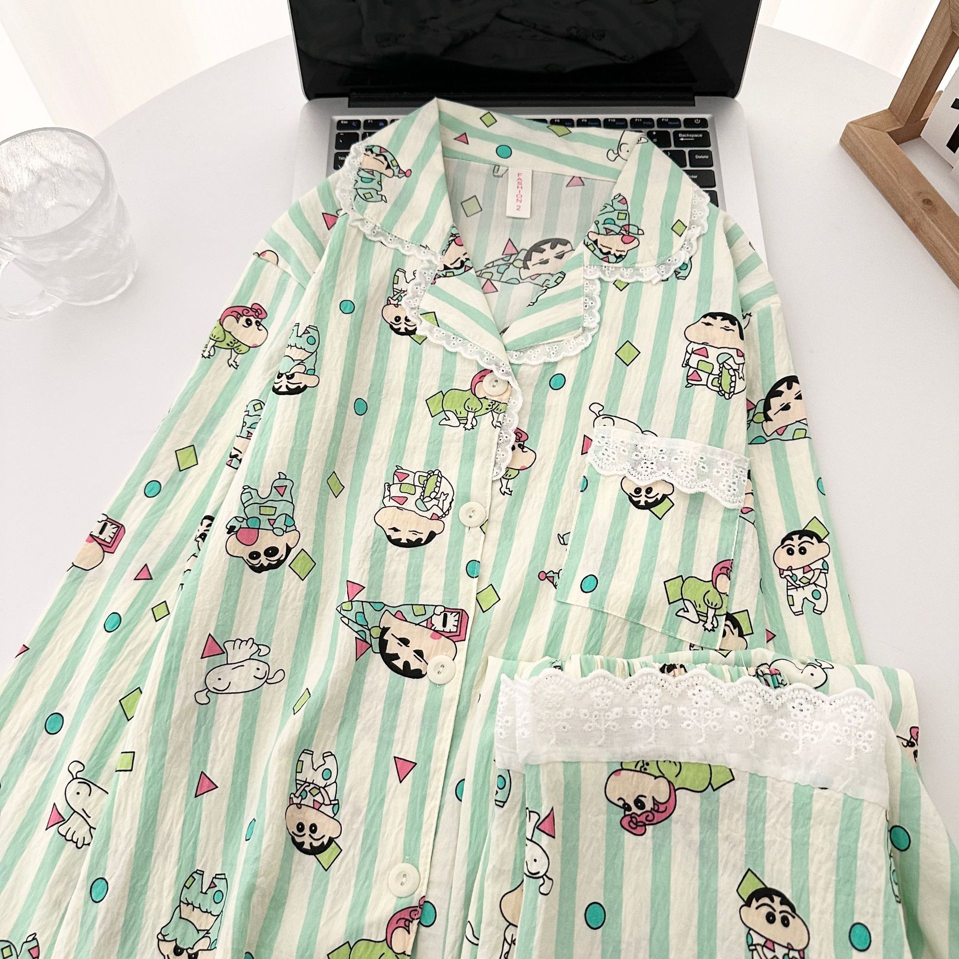 Nube de algodón pijama de otoño nuevo con encaje lindo dibujo animado se puede usar ropa de casa cubierta al por mayor transfronteriza
