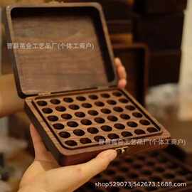 创意黑胡桃精油盒实木精油收纳盒翻盖式口红小样收纳盒分控精油盒