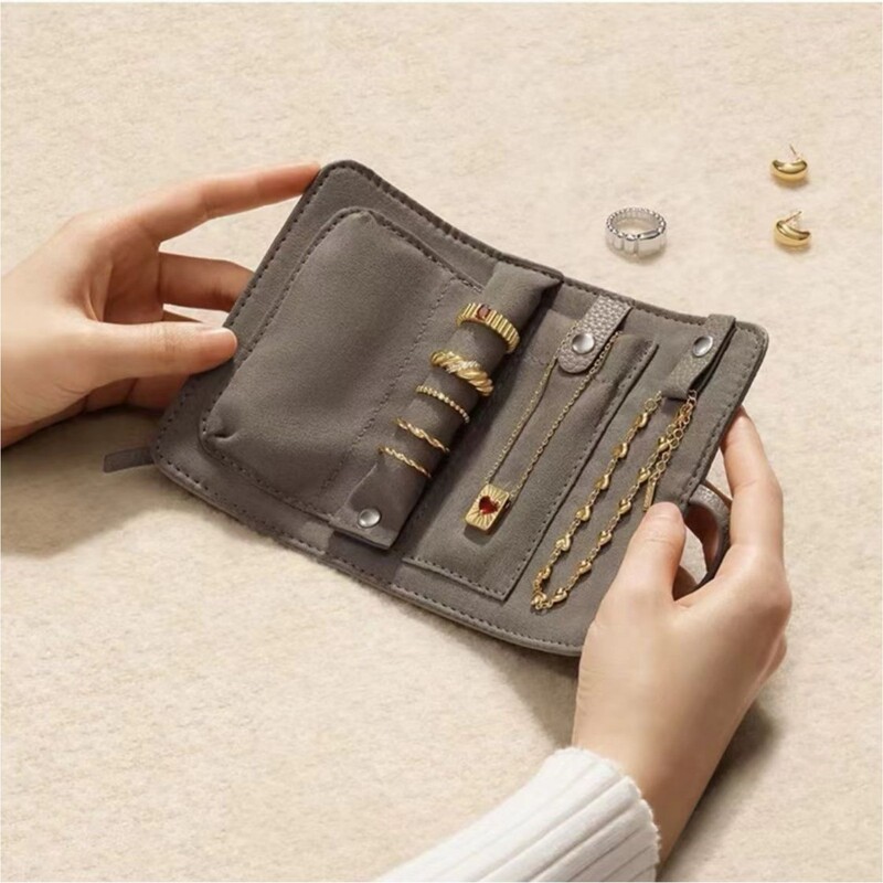 Jewelry Storage Bag, Necklace, Ring, and Accessory Portable Pouch, Foldable Small Bag with Divided Sections, Jewelry Box Wholesale