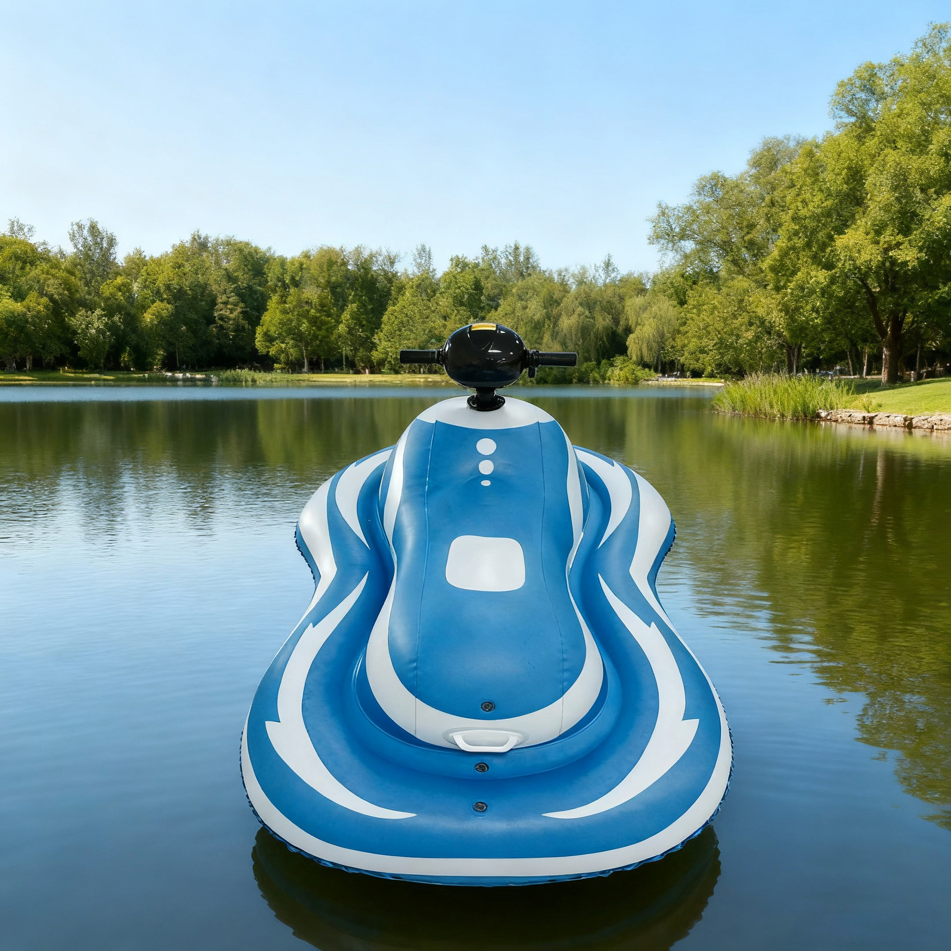 电动小孩卡丁船充气式摩托艇水上乐园公园用儿童戏水游戏厂家批发