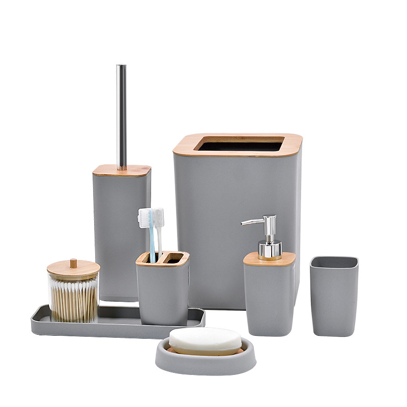 Baño sanitario de cuatro piezas bandeja de botellas de jabón de dientes porta-taza botella líquida boca-taza conjunto de accesorios de baño set al por mayor