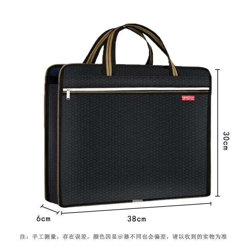 Handheld capacious cloth bag for documents with zipper, files bag for folders