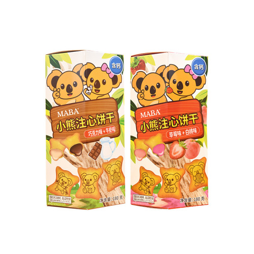 MABA bear-filled biscuits chocolate milk flavor strawberry white peach flavor sandwich biscuits snack snack box