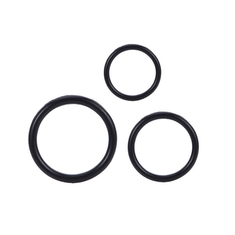 Silicone Triple Lock Ring Delay Ring for Men, Black Non-Vibrating Cock Ring — detail image 4