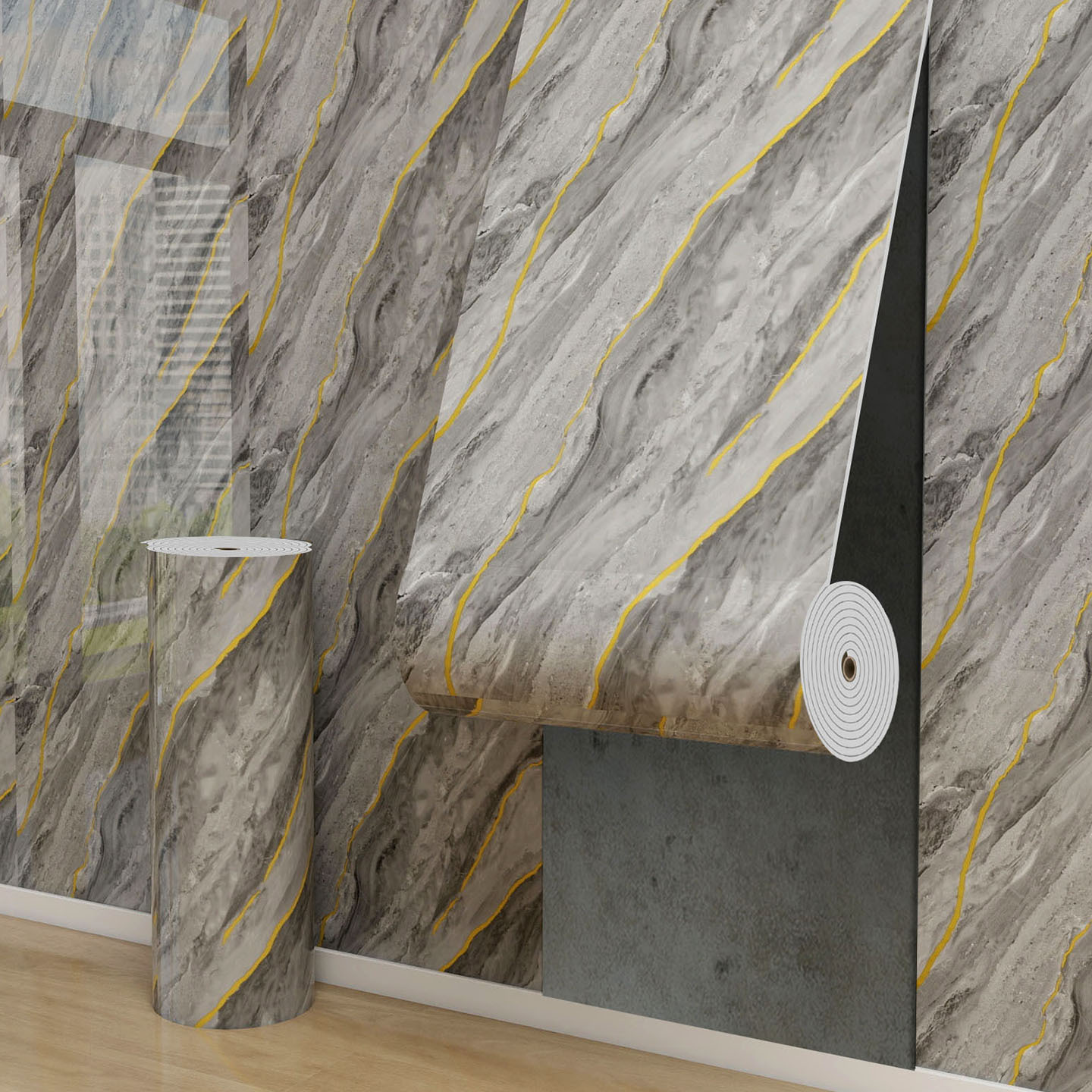 Imitación de azulejos de pared adhesivo panel de pared de aluminio autoadhesivo mármol adhesivo papel de pared fondo de televisión papel de pared escudo