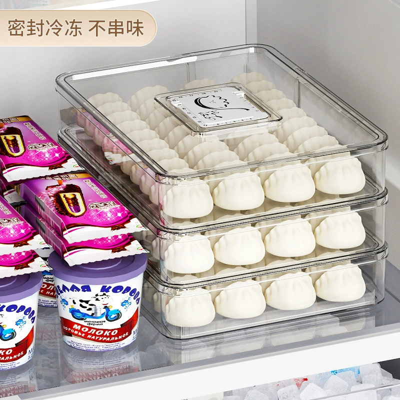 Household large capacity dumpling wonton freshness box multi-layer kitchen with timed food sealing box refrigerator sorting