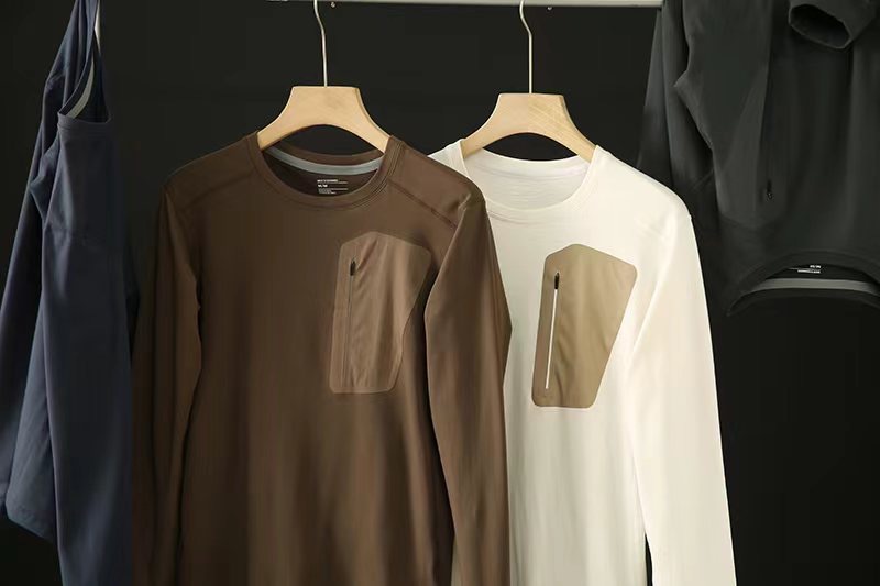 Men's Clothing Outdoor sports running casual loose solid color pullover milk silk fleece bottoming shirt long sleeve T shirt_voghion.com