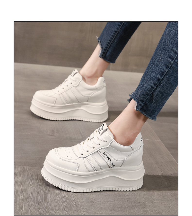 Giày sneaker nữ chunky đế dày phong cách Hàn Quốc, tăng chiều cao, màu trắng basic — màu trắng chi tiết 15