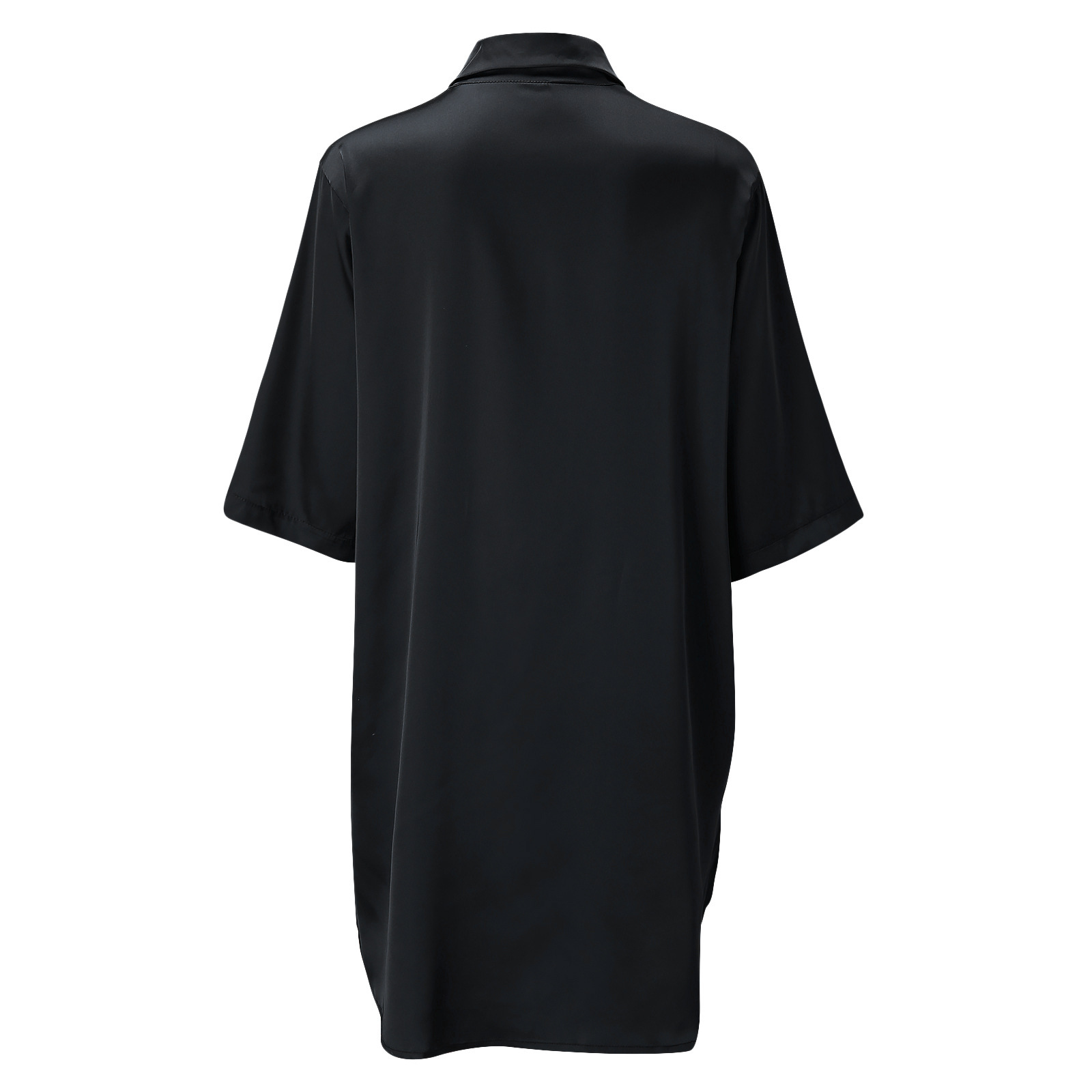 Solid Color Silky Shirt For Home Wear