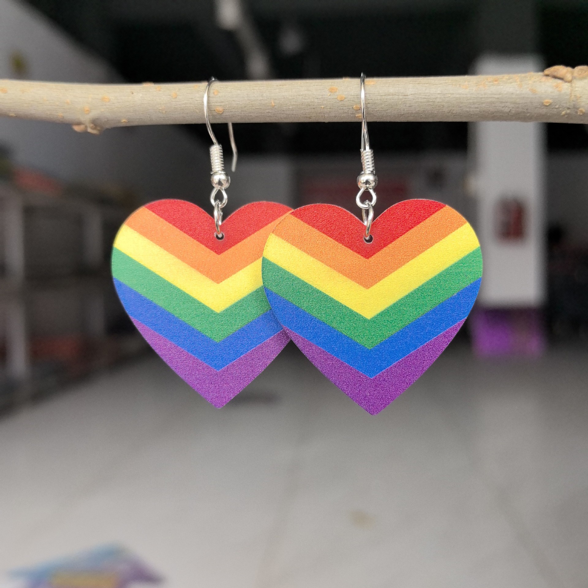 rainbow acrylic cute fashionable earrings for St. Valentine's Day…