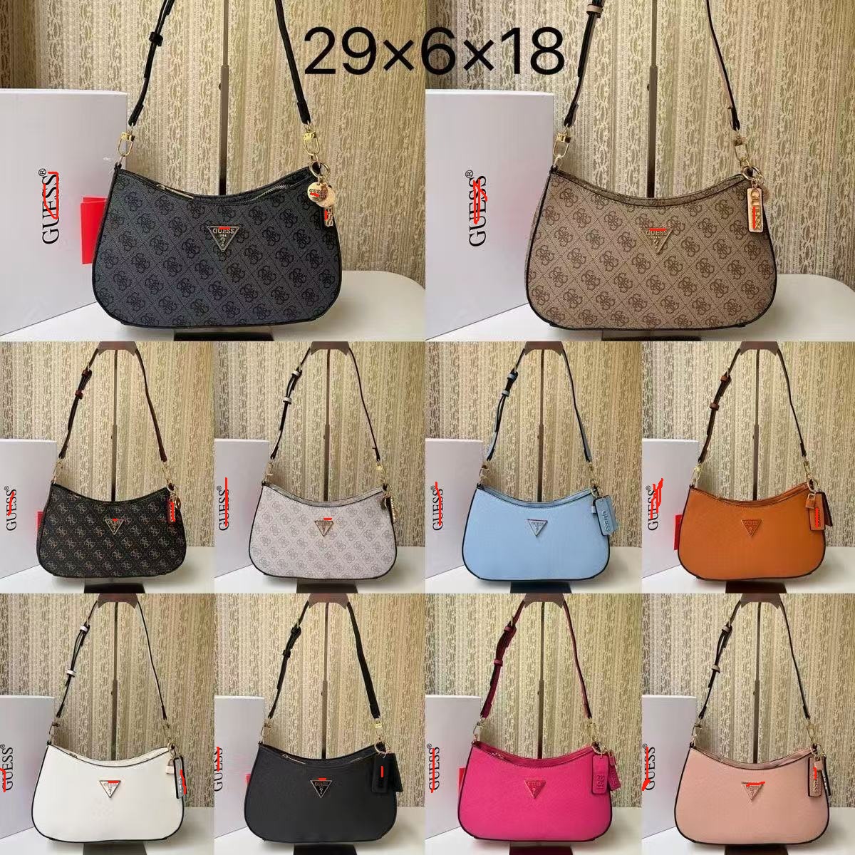 Gs Guess New European and American Simple Style Mother-In-Law Bag Armpit Bag Pure Color Dumpling Bag Crescent Bag Single Shoulder Women's Bag