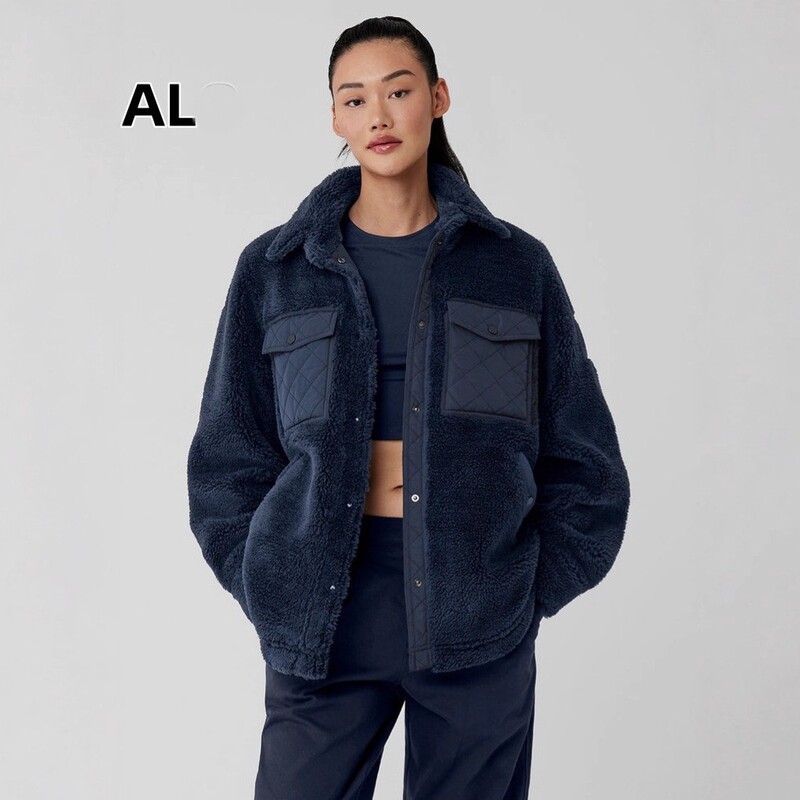 Jisoo Kim Ji-Soo's Same Style Alo Lamb Wool Lapel Jacket Women's 25 Winter Mid-Length Loose Warm Top