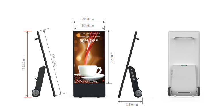 43 pulgadas LCD máquina de publicidad móvil táctil