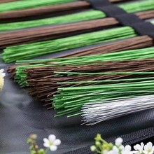 批发纸包花艺铁丝40cm30号26号绿色花枝杆手工diy仿真花纸花材料