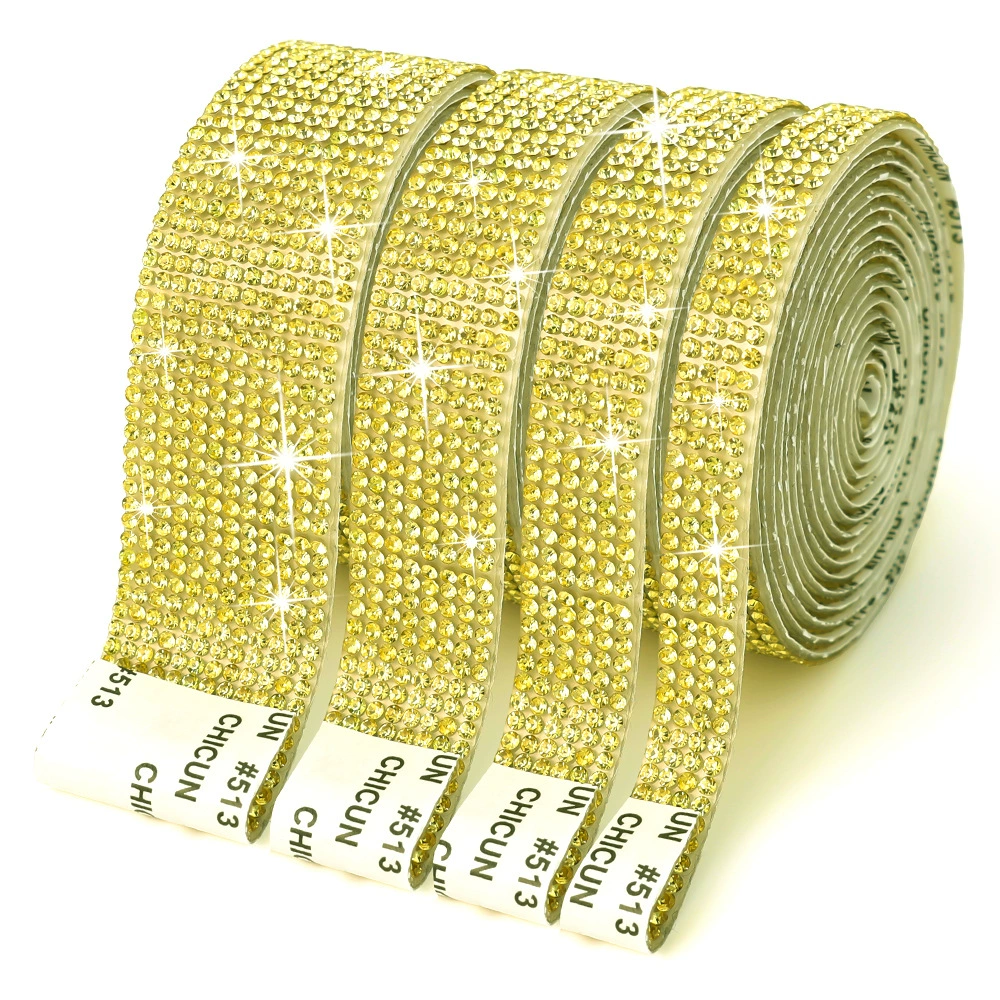 Self-Adhesive Rhinestone Strip, Custom DIY Diamond Sticker, 2–15 rows, Multiple Colors