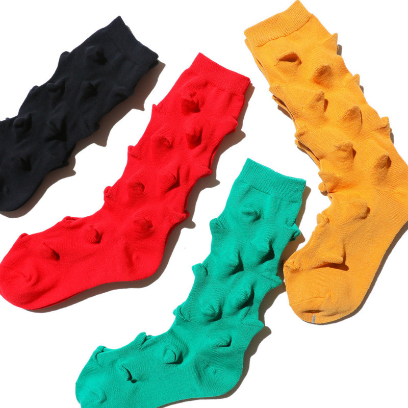 Strange and Cute Hedgehog Shape Three-dimensional Personality Anaglyph Sense Internet Popular Trendy People's Street New Year Red Sox Stack Socks