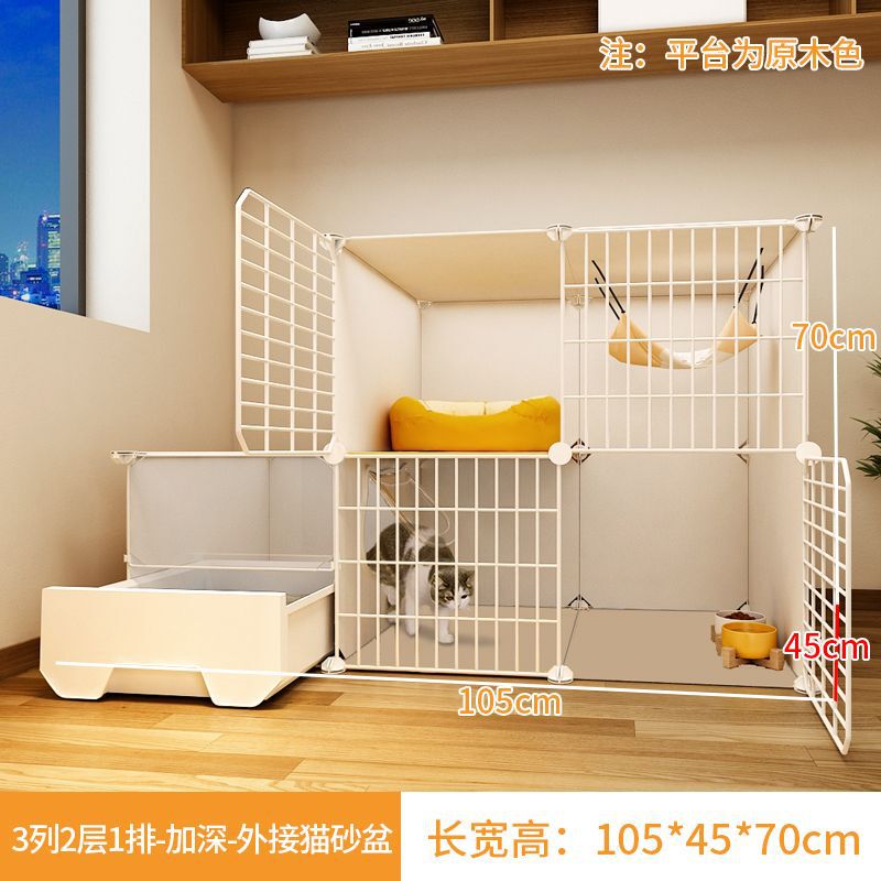 トイレ付き猫ケージ、家庭用屋内特大フリースペース、子猫暗号化2階建て猫ヴィラ猫ハウス巣|undefined