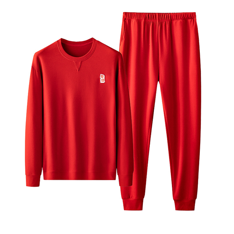 Nuevo transfronterizo de doble cara terciopelo calentador otoño y invierno pareja rojo de la vida original ropa cálida para el hogar conjunto de boda