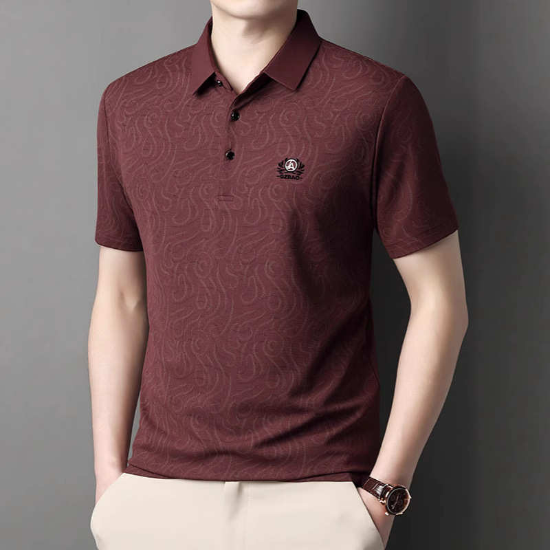 夏季新款短袖polo夏季中年男士时尚休闲翻领松t恤爸爸装透气上衣|undefined