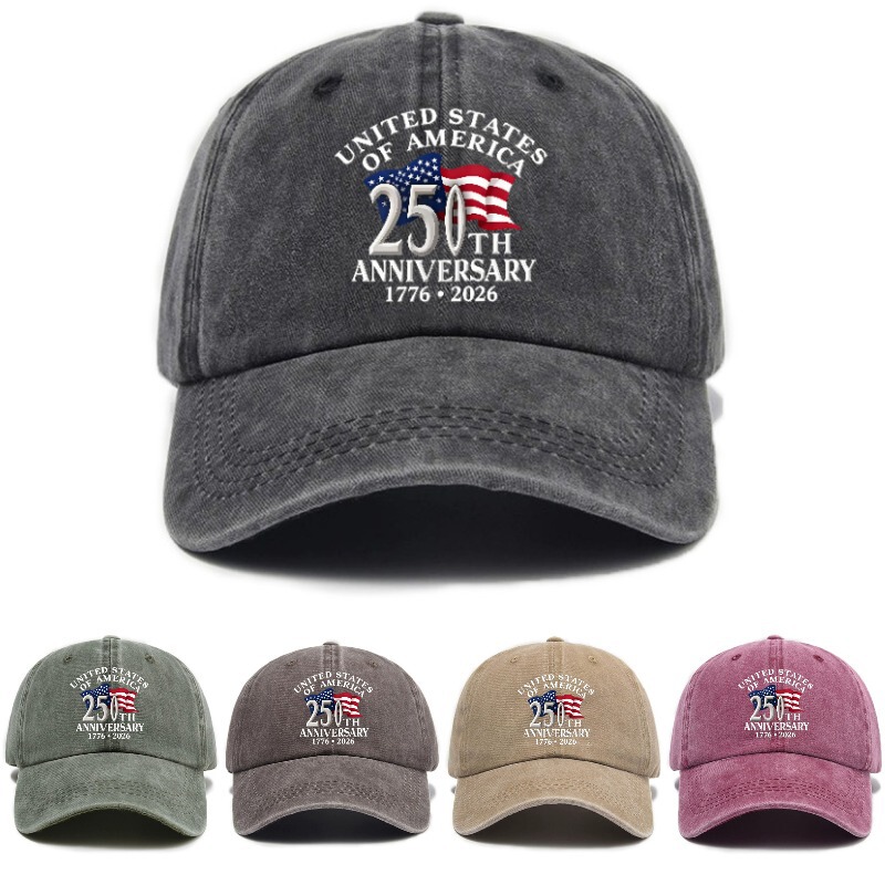 Trendy Cross-Border Versatile Style American Independence 250Th Anniversary Printed Vintage Wash Soft-Top Unisex Baseball Cap Trendy Cross-Border Versatile Style American Independence 250Th Anniversary Printed Vintage Wash Soft-Top Unisex Baseball Cap