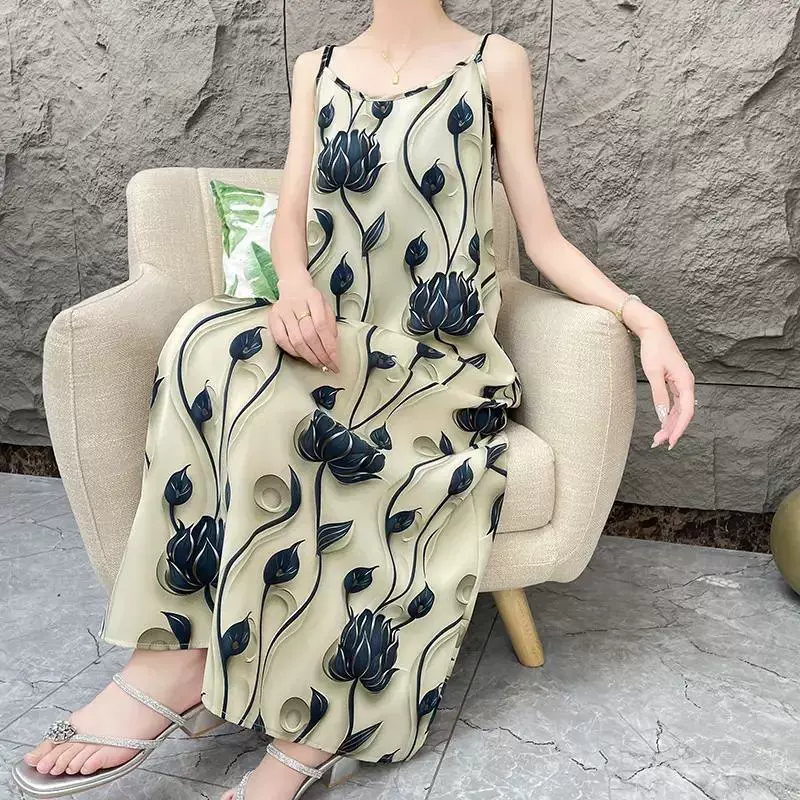 Летнее модное свободное платье на подтяжках, женское свободное платье, летняя верхняя одежда, тонкая