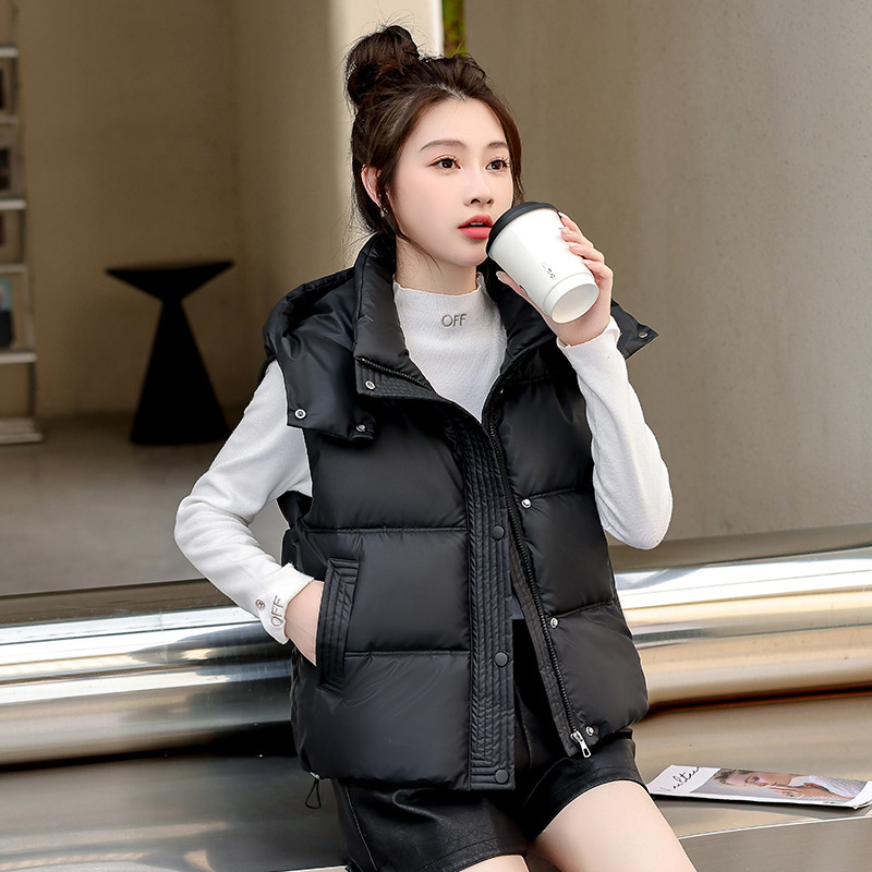 Foreign trade new parent-child living hat net popular loose down cotton waistcoat short waistcoat imitation sheepskin waistcoat