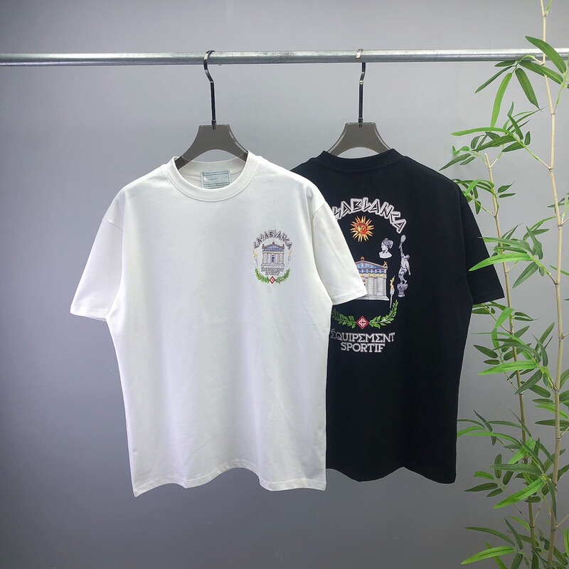 Europe and the United States leisure spring and summer men and women's new Ca round neck short sleeve T-shirt letter villa pattern flat for cross-border European goods