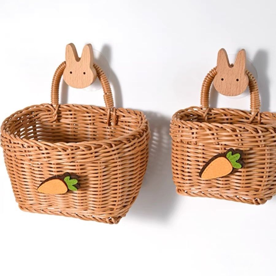 姜蒜收纳筐厨房篮葱蒜头壁挂篮手提编织小花篮仿藤编挂篮