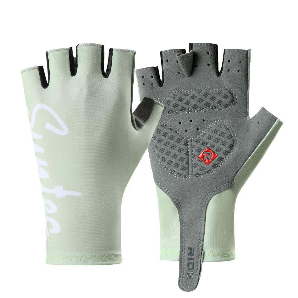 Guantes de medio dedo de ciclismo para hombres y mujeres, bicicletas de verano, transpirables y sombreado ligero, guantes antideslizantes de silicona para bicicletas