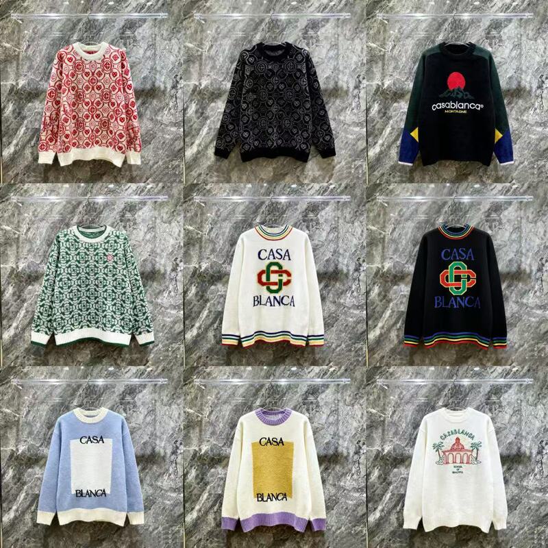 European Goods Casa Knitted Knitwear Polo Splicing Pattern Men's and Women's Same Design European and American Tops Cross-Border Knitwear