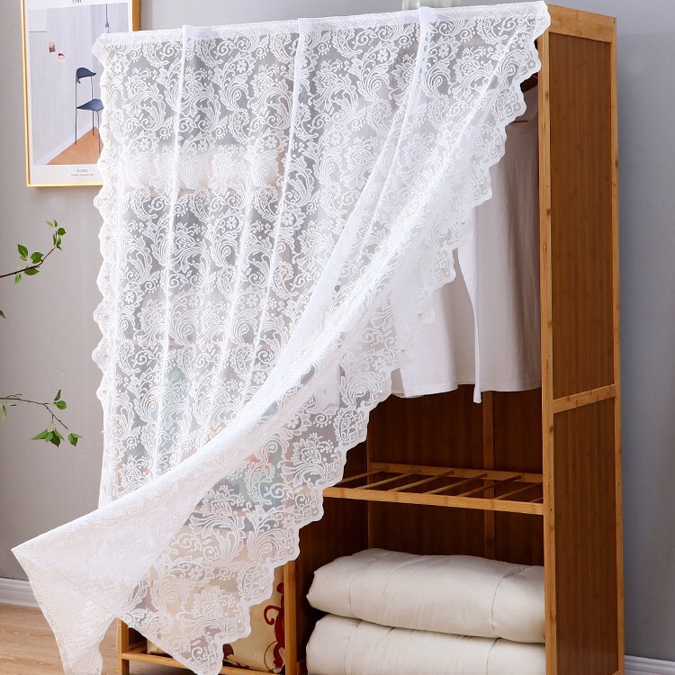 No-Drill Cabinet Curtain, New Style Lace Magic Tape Curtain, Shoe Rack Wardrobe Dustproof Curtain, Door Curtain