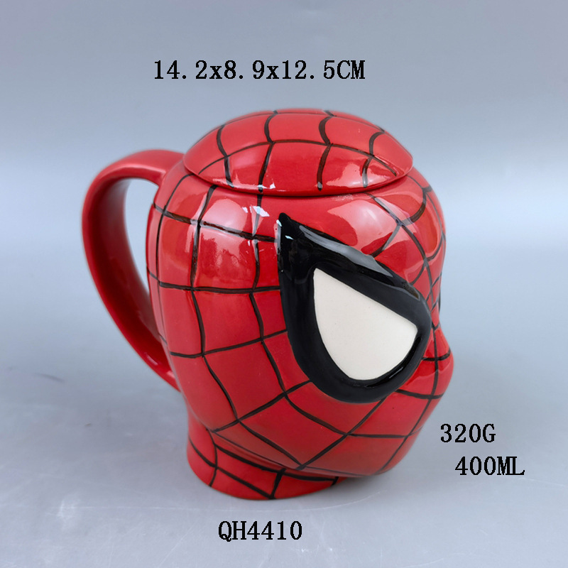 Fábrica de Marvel superhéroes Spider-Man tazas de café de cerámica con tapa de Hulk Capitán América