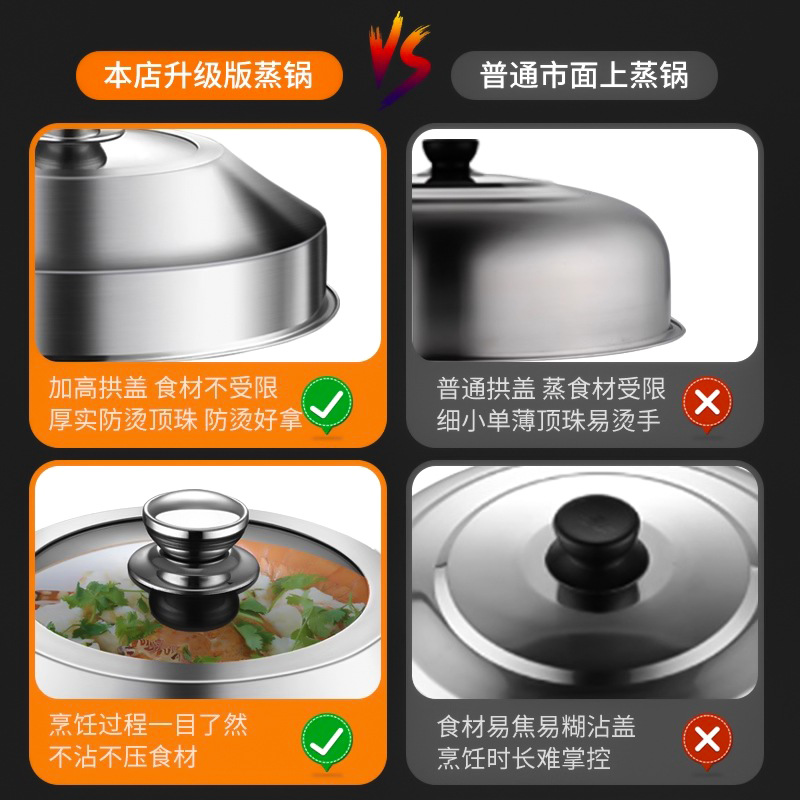 Large steamer extra large commercial large capacity three-layer stainless steel soup pot steaming steamed dumplings electric stove gas universal