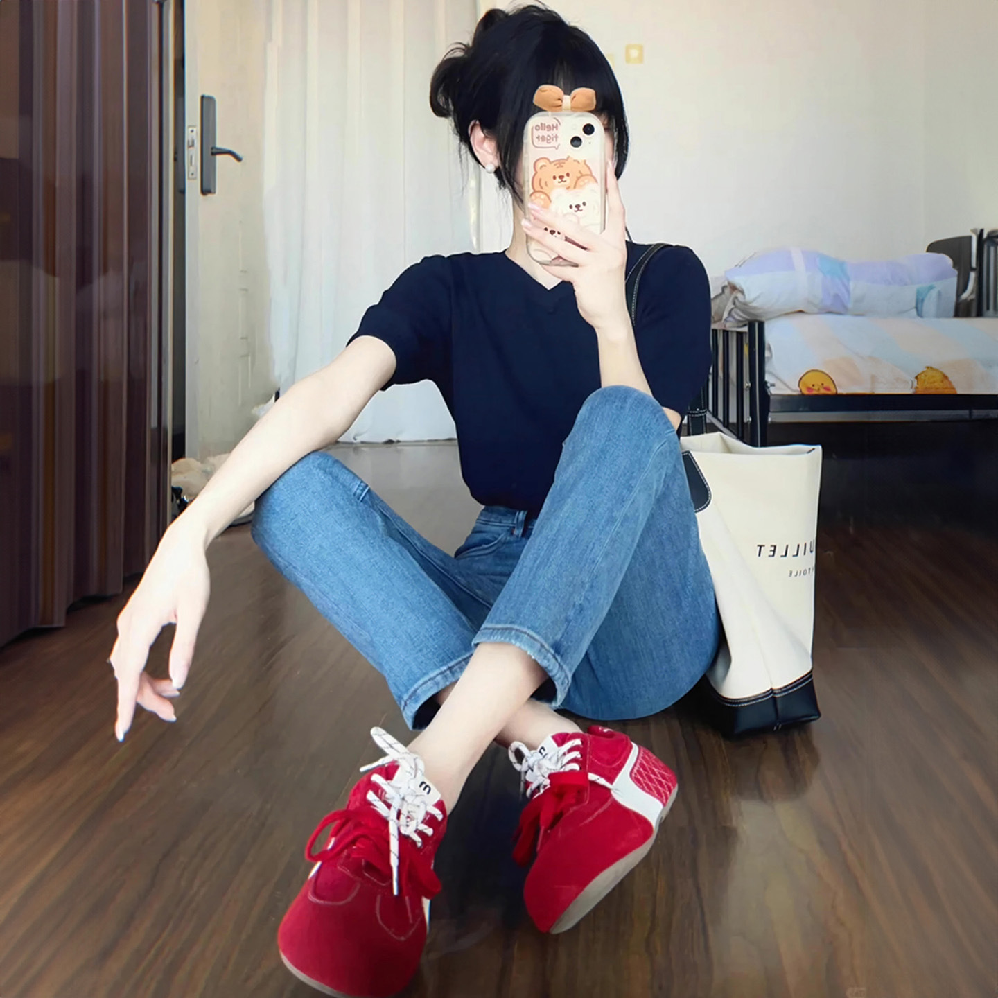 French Baguette Straight-Leg Jeans for Women, Slimming, New Spring 2026 Style, Stretchy, Vintage, Petite, Cropped Length