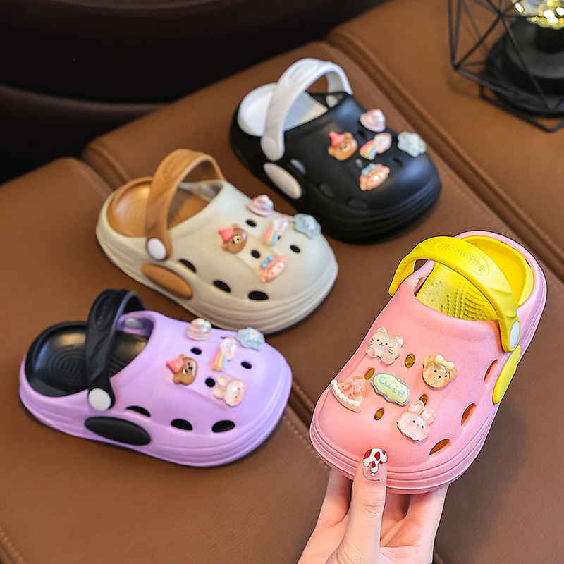 Eva Summer New Cute Cartoon Boys and Girls Clogs Non-Slip Wear-Resistant Breathable Home Crystal Kidsren's Model
