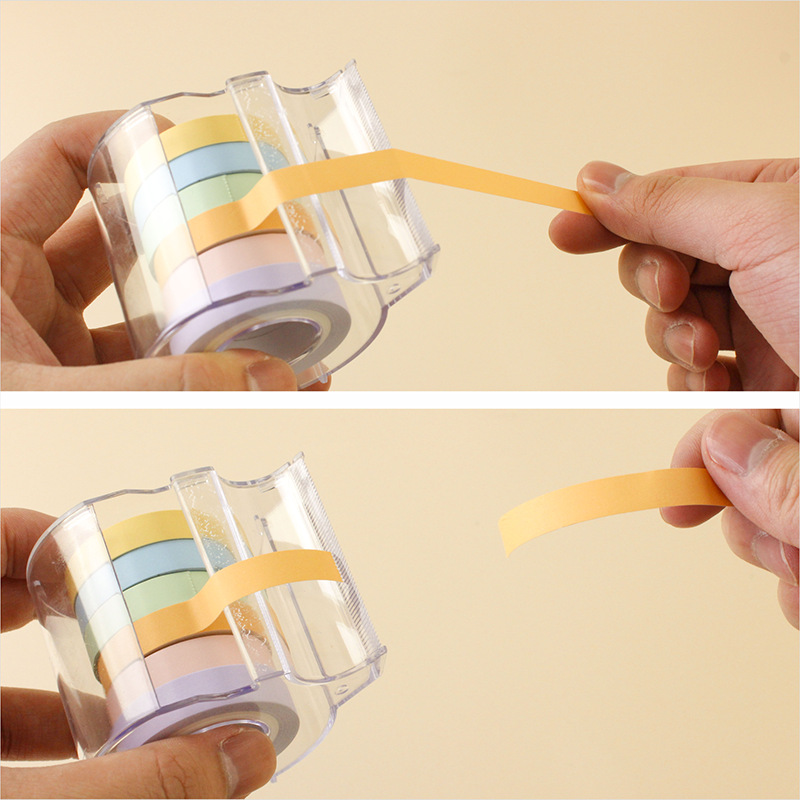 Cinta adhesiva de índice de color suave creativo, cinta tridimensional de papel de hojas sueltas de color, tipo de rollo de papel, viene con un cortador