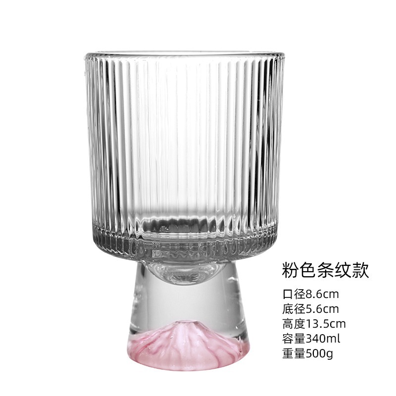 Taza de vidrio de montaña rosa Taza de agua Sensación avanzada Taza de bebida creativa de nicho Taza de café Taza de cono Taza de vino