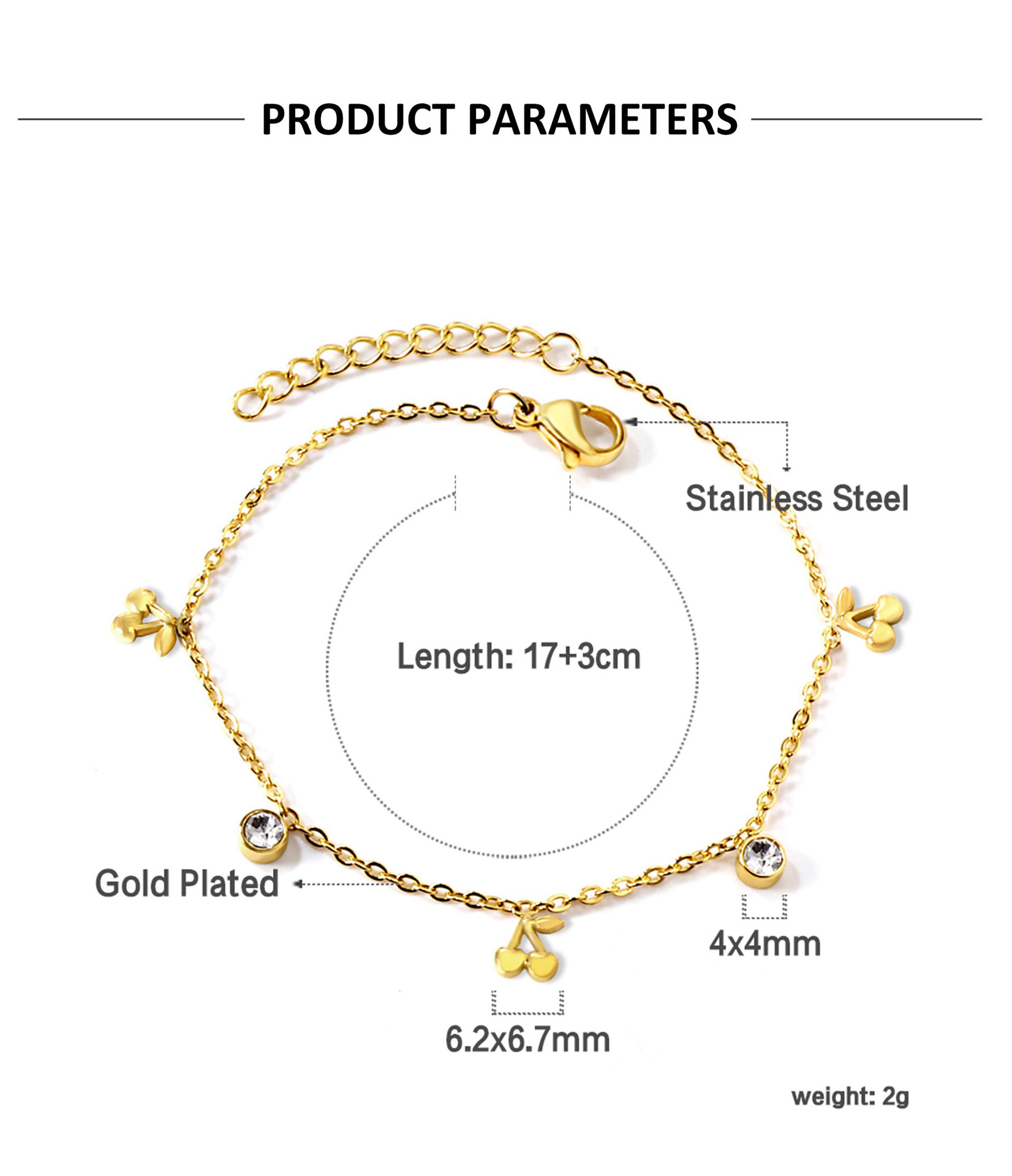 Bracelets Classification 304 Stainless Steel Chain Material Casual Elegant Lady Geometric 304 Stainless Steel Cable Chain Bracelets In Bulk