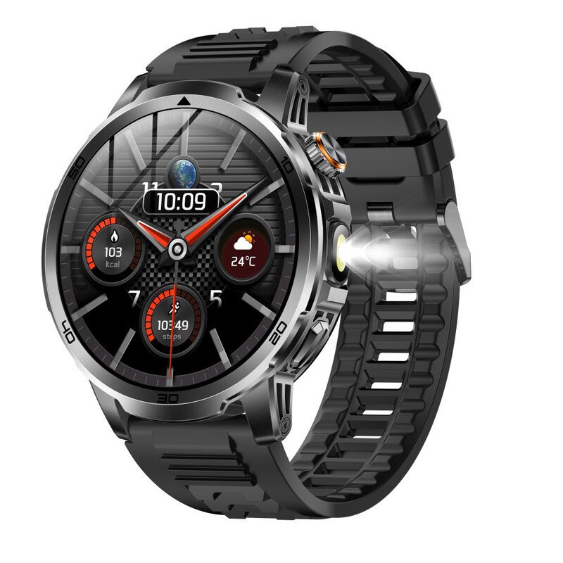 Ak95 Cross-Border Multi-Function Bluetooth Call Smart Watch Sports Heart Rate Monitoring Flashlight Flashing Red Light Large Battery