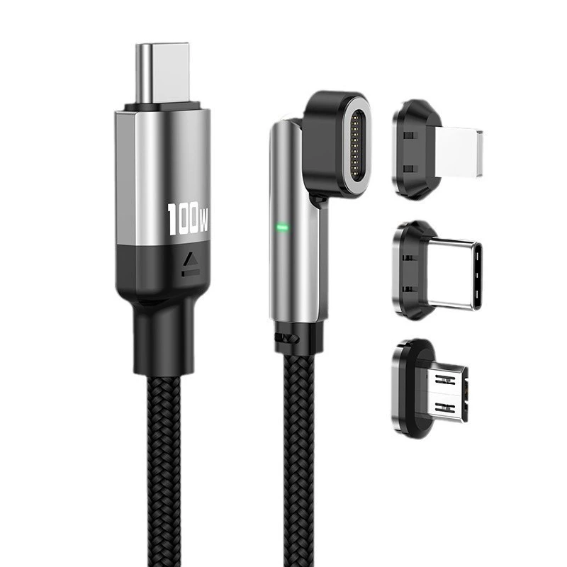 Магнитный кабель для данных 180°, PD100W быстрая зарядка, кабель 30W, 6 в 1, подходящий для мобильных устройств Apple и Huawei, кабель для зарядки в играх, многофункциональный