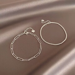 日本と韓国風のツーピース二層ブレスレット、女性用のキラキラブレスレット、シンプルな気質、ニッチなスタックベビーブレスレット