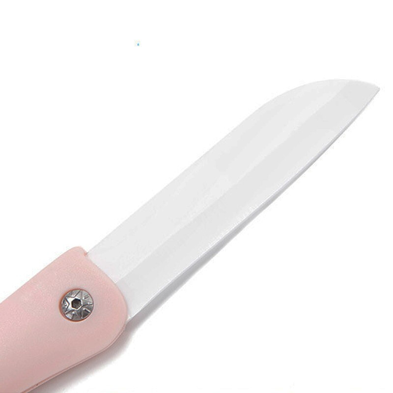 Cuchillo de cerámica cuchillo de cerámica cuchillo de frutas cuchillo de pelado plegable 3 pulgadas cuchillo portátil pequeño cuchillo de frutas de cerámica azul