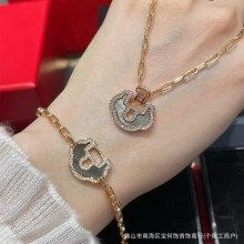 925纯银麒麟大号如意锁项链镀18K玫瑰金粗链条如意平安锁吊坠锁骨