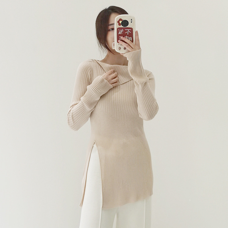 Slim-Fit, Slimming, Machine-Washable Pure Wool Pullover Knit Sweater for Women, High-End Niche Top, Fine Wool, Thin Style