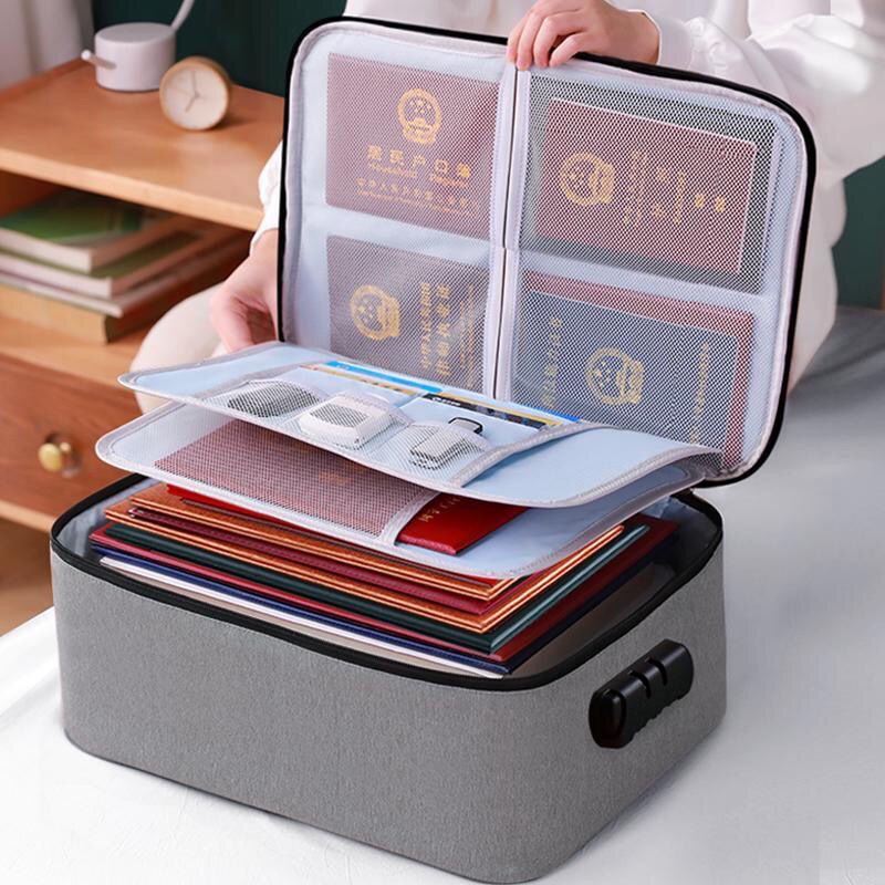 证件收纳盒加厚收纳包盒家用家庭多层多功能箱文件护照整理袋卡包|ms