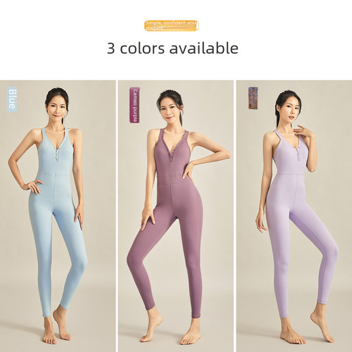 Cross-border tight-fitting one-piece yoga suit for women with chest pads fitness sports fitness clothing outdoor quick-drying yoga sports set 